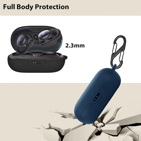 easyBee Case for Soundcore Sport X10 - 2 Pack Bluetooth Headphone Charging Cover, Soft Silicone, Shockproof, Black Blue.