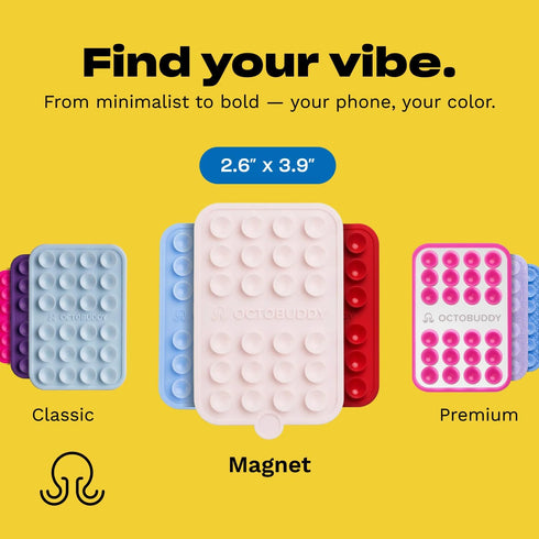 OCTOBUDDY 2.6 3.9, Magnet - Dual Magnetic & Suction Phone Mount - Magnetic-Compatible Silicone Mobile Holder