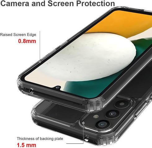 for Samsung Galaxy A34 5G Case Crystal Clear Slim Hard Case Hybrid Shockproof Bumper with Tempered Glass Screen Protector Full Body Anti-Yellow Anti-Scratch Phone Protective Cover