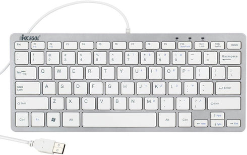 iKKEGOL USB Slim Mini Wired 78 Key Small Super Thin Compact Keyboard for Desktop Laptop PC, White