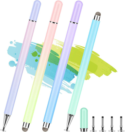 Stylus Pens for Touch Screens (4 Pcs), High Precision Disc Stylus with Magnetic Cap, 2-in-1 for iPhone, iPad Pro,