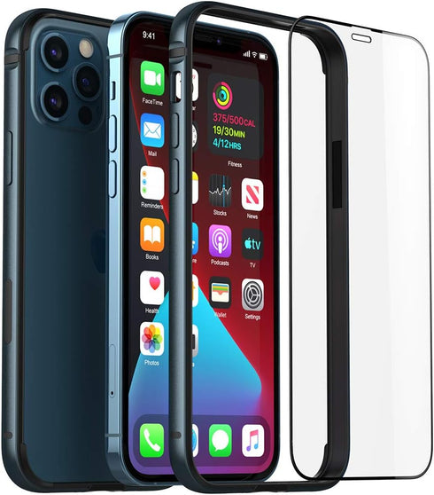 Eastcoo Slim Metal Bumper Case Compatible with iPhone 12 12 Pro, Metal Bumper Cover with Soft TPU Inner, Support