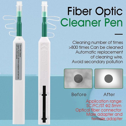 Fiber Optic Connector Cleaning Pen, 5PCS Fiber Optic Cleaner Pen for 2.5mm Ferrules SC, FC, ST, SC/APC, FC/APC, 800+
