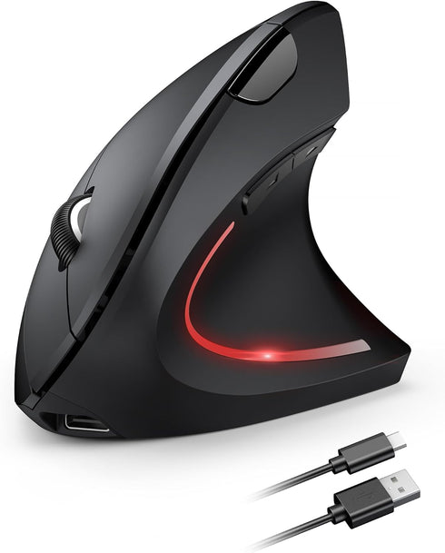 TECKNET Ergonomic Wireless Mouse, Rechargeable Vertical Ergo Mouse, Silent 2.4GHz, 6 Buttons, Up to 4800DPI