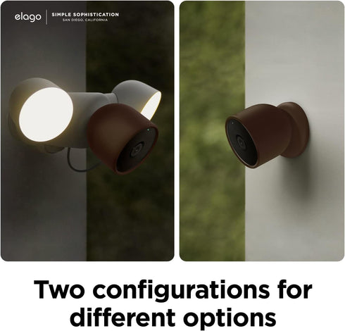 elago Silicone Cover for Google Nest Cam Outdoor/Indoor (Battery), Magnetic Mount Cover Included, Dark Brown