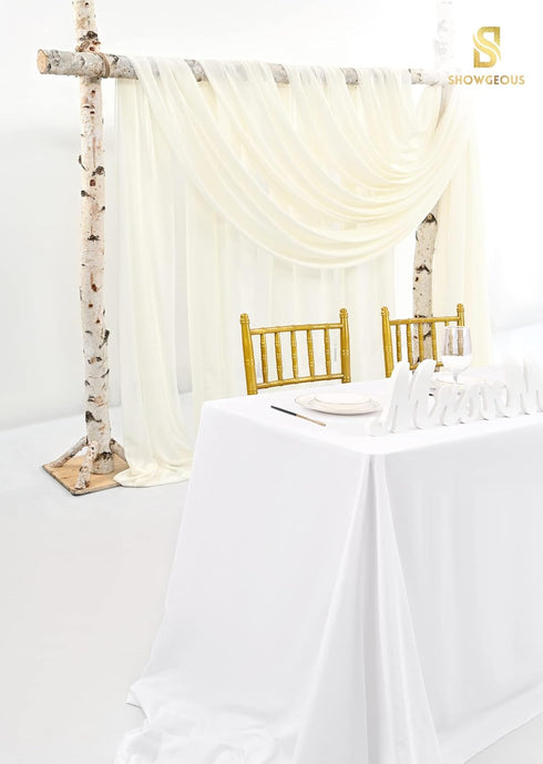 Wedding Arch Draping Fabric, 4 Panels 28" x 19ft Ivory Wedding Arch Drapes for Ceremony, Sheer Backdrop
