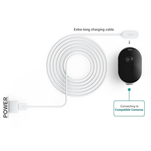 TUSITA 10-ft. Indoor Magnetic Charging Cable Compatible with Arlo Ultra 1 2, Pro 3 4 5 2K - 3M, White