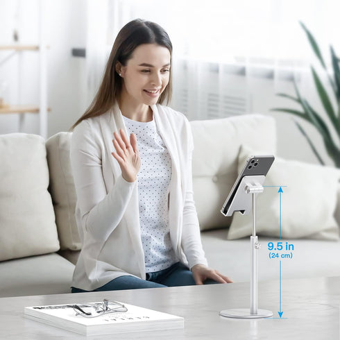 OMOTON Adjustable Phone Stand, Aluminum Desktop Dock for iPhone 13 and All Smartphones