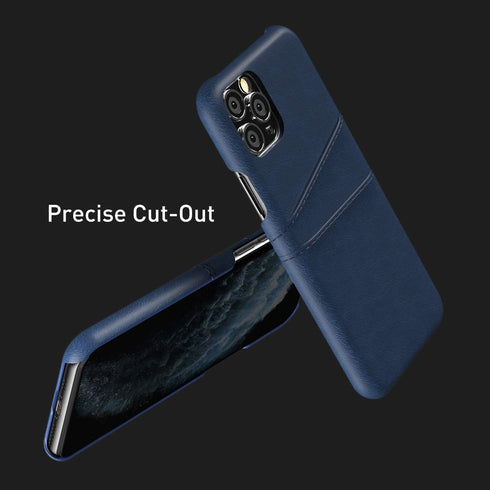 QLTYPRI iPhone 11 Pro Case Wallet, Ultra Slim Vintage Synthetic Leather Card Case with 2 Card Slots, Navy