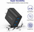 Amoner Wall Charger - Upgraded 2Pack 15W 3-Port USB Plug Cube for iPhone and Galaxy Devices