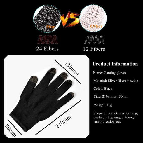 High-Sensitive Gaming Gloves for Touchscreen, Anti-Sweat Breathable Seamless for PUBG Mobile