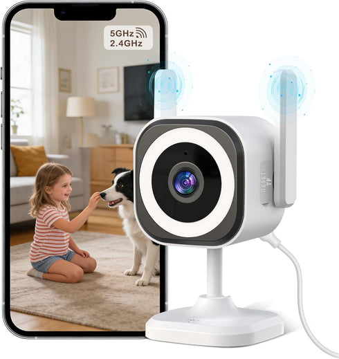 GUOANVISION Dual-Antenna Stable 5G WiFi Cameras for Home Security,4X Zoom 2K Outdoor Indoor