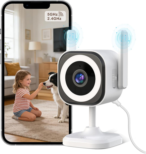 GUOANVISION Dual-Antenna Stable 5G WiFi Cameras for Home Security,4X Zoom 2K Outdoor Indoor