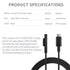 10ft USB-C Charging Cable for Microsoft Surface Pro 7, Go 2, Pro 6, 5/4/3, Laptop 1/2/3 & Book, Black, 45W Compatible.