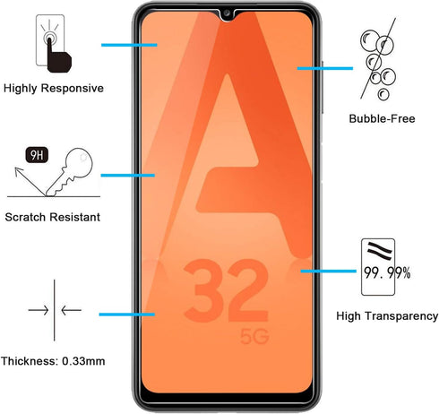 NEW'C [3 Pack Designed for Samsung Galaxy A32 5G Screen Protector Tempered Glass, Case Friendly Anti Scratch Bubble Free Ultra Resistant