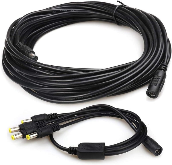 LEOU (26ft) Power Extension Cable for CCTV Surveillance Camera/IP Camra/DVR standalone/LED Light bar.