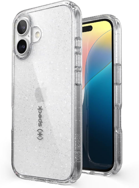 Speck Clear iPhone 16 Case - Slim GemShell Phone Case - Clear/Platinum