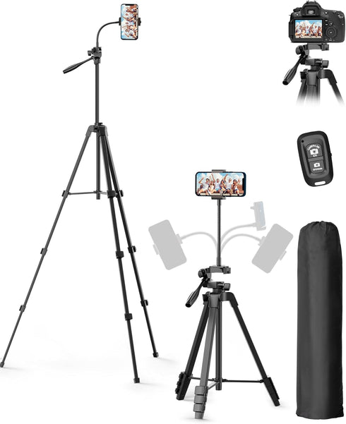 EMART 61 Phone Tripod Stand with Flexible Gooseneck, Portable Tripod for iPhone and