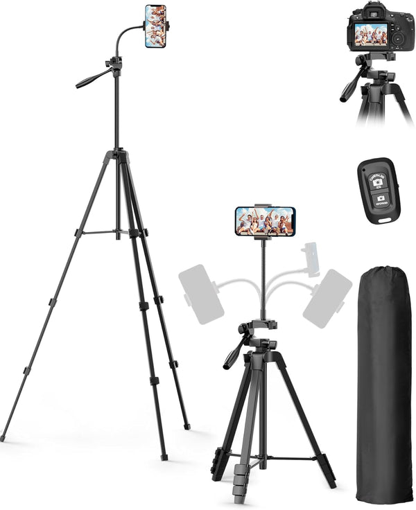 EMART 61 Phone Tripod Stand with Flexible Gooseneck, Portable Tripod for iPhone and