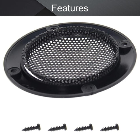 Fielect 2" Speaker Grill Cover, Black Metal Trim Decorative Circle Grille with 8 Screws