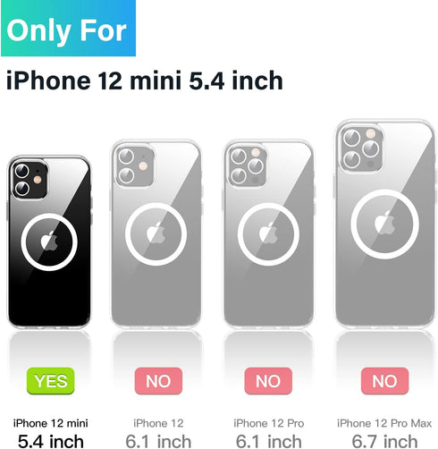 Meifigno Clear Magnetic Case for iPhone 12 Mini, Military Grade Protection, Compatible with MagSafe, Crystal Clear