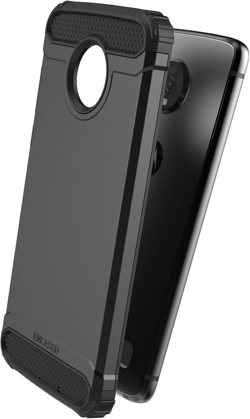 ENCASED Heavy Duty Moto Z4 Case, Military Grade Rugged Phone Protection Cover in Black