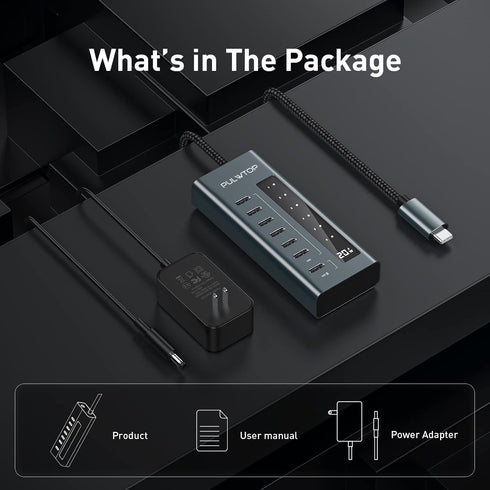 USB C Hub 7 in 1, 10Gbps USB C to USB C Adapter, Data & Charging for iMac, MacBook Pro/Air, XPS