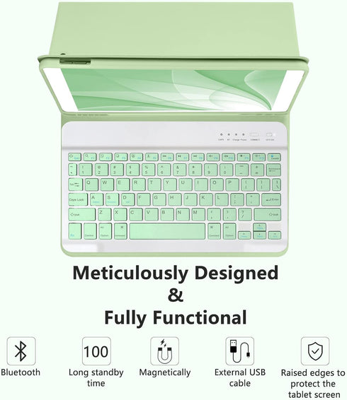 Keyboard Case for iPad 10.2" 9th 8th 7th Generation, with Detachable Bluetooth Keyboard and Pencil Holder, Auto