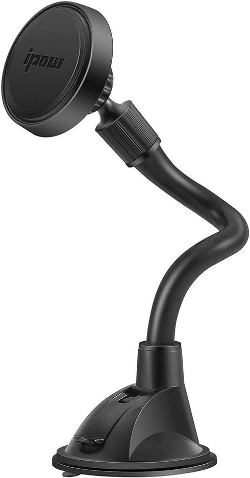 IPOW Long Arm Universal Magnetic Cradle Cell Phone Mount Holder for Windshield & Dashboard with 4 Metal Plates