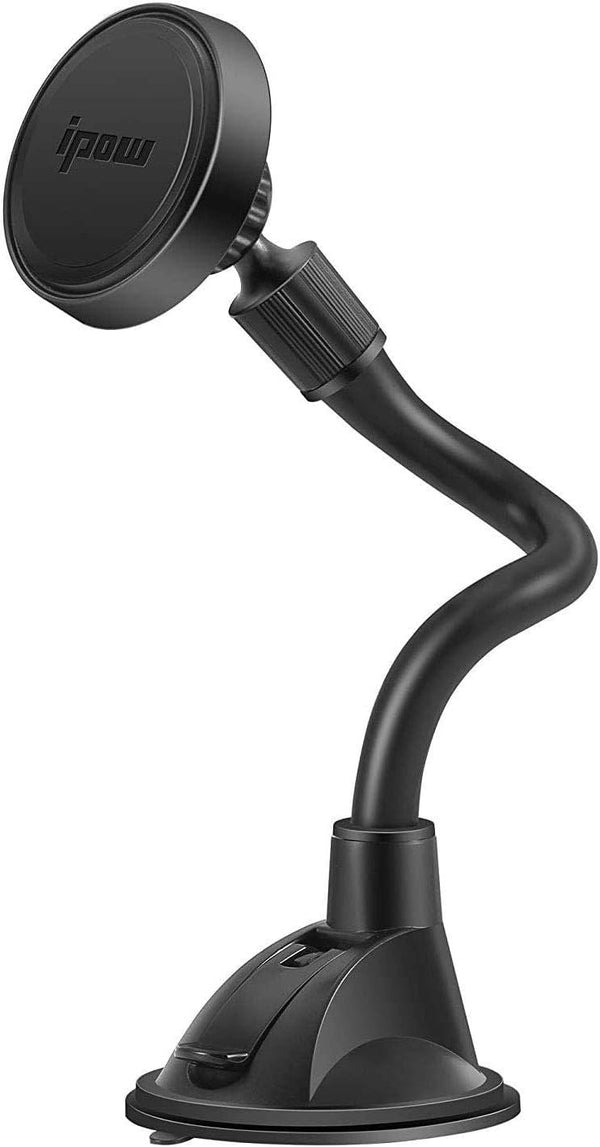 IPOW Long Arm Universal Magnetic Cradle Cell Phone Mount Holder for Windshield & Dashboard with 4 Metal Plates