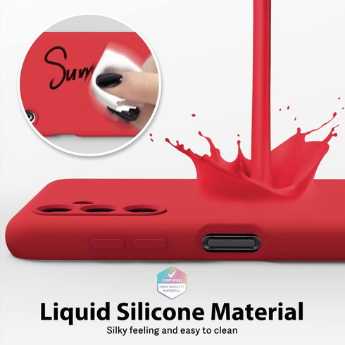 oakxco Samsung Galaxy A13 5G/A04s Phone Case, Liquid Silicone, Cute Thin Slim Soft Rubber, Red