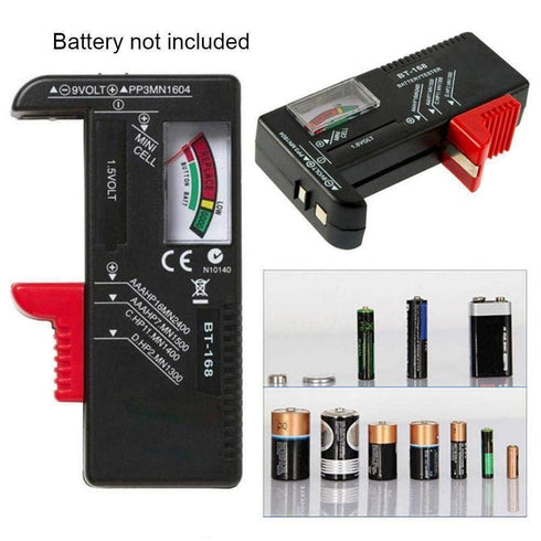 Black Universal BT168 Digital Battery Tester for AA AAA 9V, Volt Checker for Household Batteries