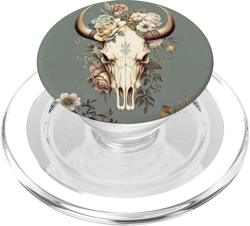 PopSockets MagSafe PopGrip for iPhone - Skull Bull Western Boho Floral Cowgirl Rural for Girl Women