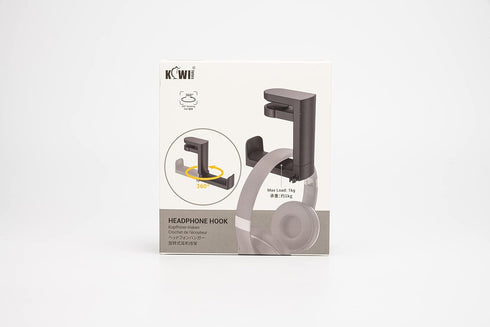 KIWIFOTOS Headphone Stand Holder Under Desk, PC Gaming Headset Hook with 360 Adjustable Rotating Arm Clamp & Cable Clip