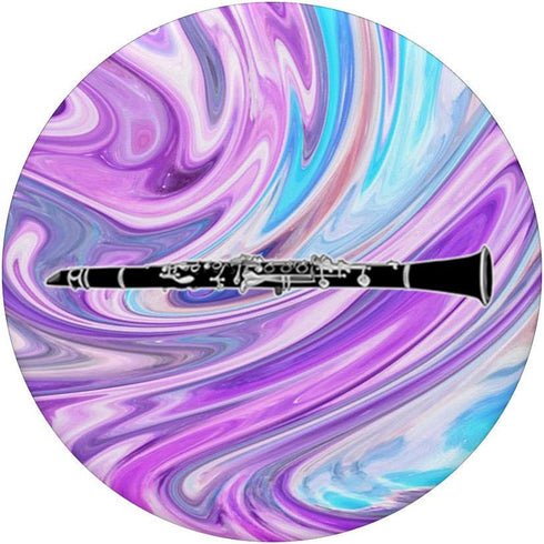Clarinet Player Gift - Purple Aqua Marble Background PopSockets PopGrip for Phones & Tablets