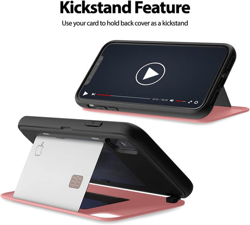 GOOSPERY Magnetic Secure Bumper Case for iPhone Xs/X, Card Holder Wallet, Dual Layer Protection with Sticky Mirror