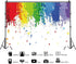 7x5ft White Paint Splatter Background, Abstract Art Birthday Party Colorful Graffiti Wall Photography Supplies