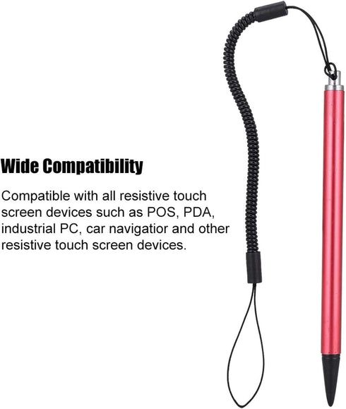 Stylus Pens for Resistive Touch Screen Devices, Screen Touch Painting Pen Resistive Stylus with Spring Rope for POS, PDA, Industrial PC, Car Navigatior (red)
