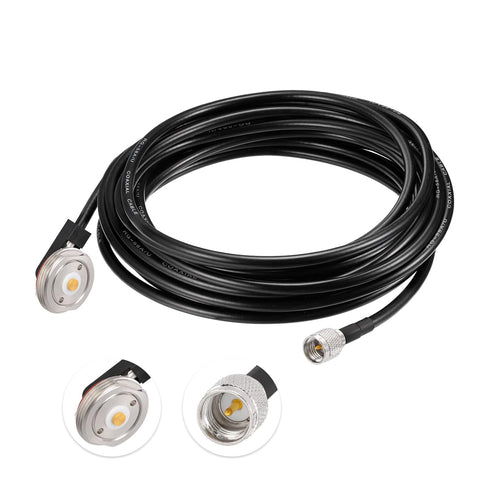 Eightwood NMO 3/4 Inch Mount to Mini-UHF Male Extension Cable | RG58 16.4 Feet for Two-Way Radio