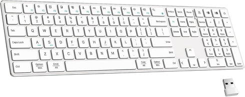 TIETI 2.4G Wireless Bluetooth Keyboard Rechargeable, Stainless Steel Ultra Slim Full Size Keyboard