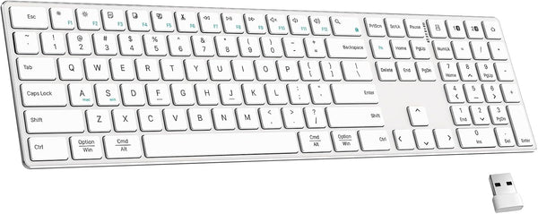TIETI 2.4G Wireless Bluetooth Keyboard Rechargeable, Stainless Steel Ultra Slim Full Size Keyboard