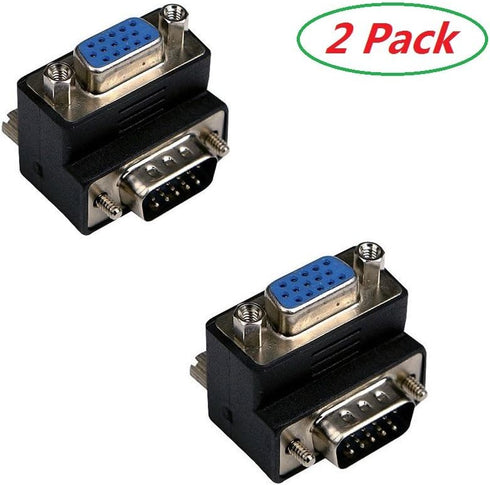 Nightwolf VGA Male to Female 15 Pin SVGA Cable Adapter, 90 Degree Right Angle L Style for PC to Monitor