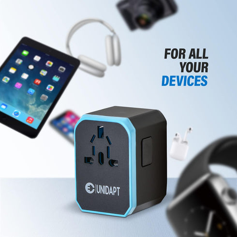Universal Travel Adapter, Unidapt International Plug Adapter, 5.6A Smart Power, 4 USB, Type C