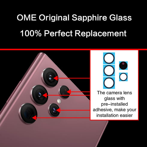2PCS ASDAWN Galaxy S22 Ultra Back Camera Lens Glass Replacement, Repair Kit with Free Lens Film