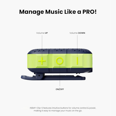 INSMY Speakers,IP67 Wearable Bluetooth Waterproof,Clip-On Portable Small Personal Speaker/Clean Sound/Stereo