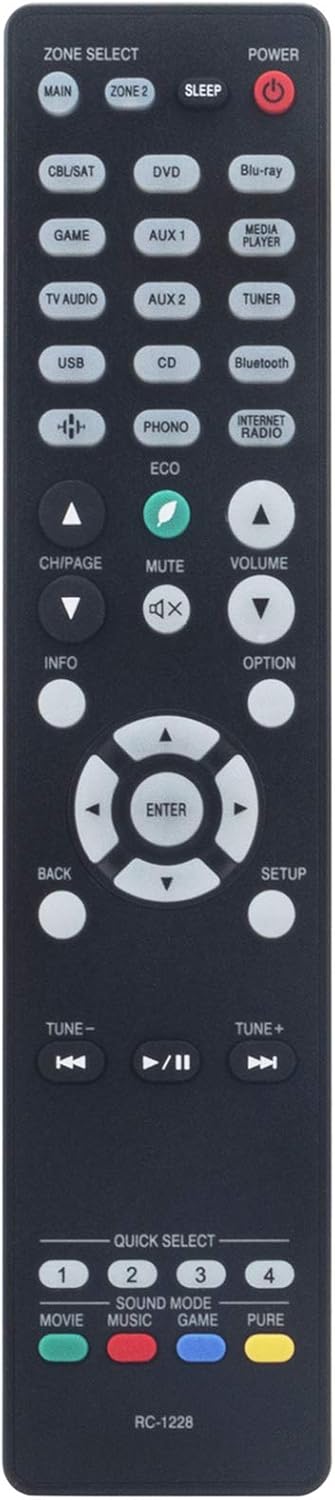 RC-1228 Sub Replacement Remote for Denon Integrated Network AV Receiver, Fits Multiple Models