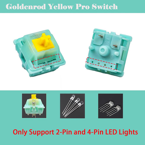Gateron Goldenrod Yellow Pro Switches, 5-Pin 55gf RGB LED Factory Pre-lubed Linear Switch for Mechanical Gaming