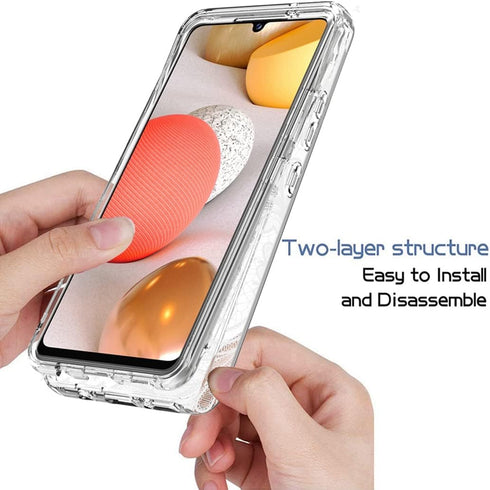 Galaxy A42 5G Phone Case, Tempered-Glass Screen Protector, Cute Clear Mandala Pattern Full Body Cover