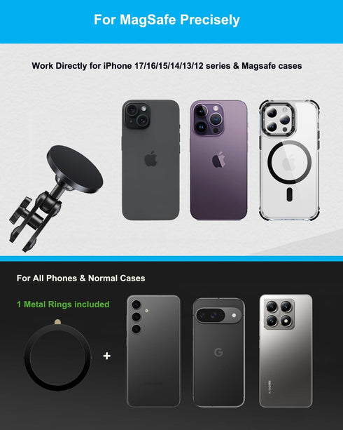 QZAPZU 17mm 360 12-17 2.12 Inch Aluminum Magnetic Car Mount Base with Ball Mount Extension Adapter, Rotation Phone
