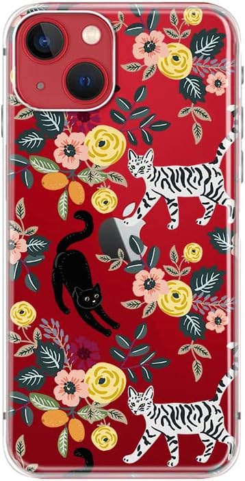 Blingy's iPhone SE Case (3rd gen)/(2nd gen) 4.7inch, Cat Style with Cute Flower Pattern, Transparent Soft TPU